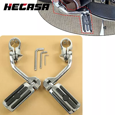Chrome Long Highway Foot Pegs For Harley Road King Street Glide 1-1/4  Bars • $39.90