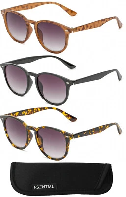 £8.99 • Buy Womens Tinted Reading Sunglasses Large Round Black Tortise Sun Reader Case UV400