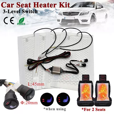 12V Universal Car Seat Heater Carbon Fiber Heat Pads 3 Level Heated Round Switch • $25.16