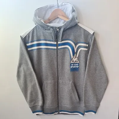 Le Coq Sportif Sports Jacket Grey Size Large Boys Hooded Zip Logo • £8.99