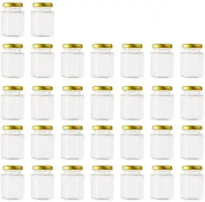 30 Pack 4 Oz Clear Hexagon Spice Jars Small Glass Jars With Lids(Golden) Mason • $29.99