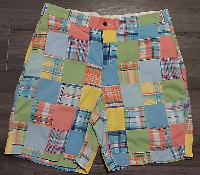 Brooks Brothers Men's Easter Blue Green Pastel Madras Plaid Shorts Size 34x9 • $17.99