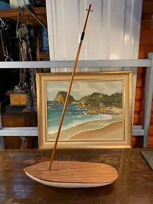 Vintage Australian 1950's Collector's Model Timber Pond Yacht 40cm Long • $150