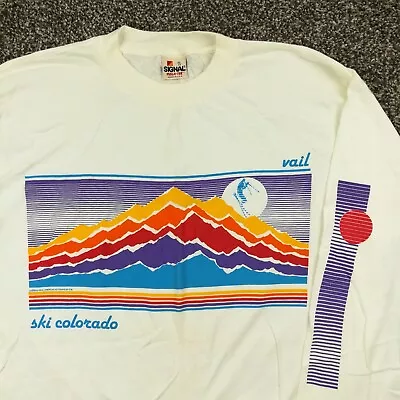 Vintage Vail Colorado T-Shirt Skiing Mountains Signal Mega Tee Mens XL USA Made • $37.99