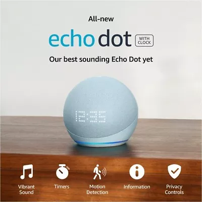 $163.89 • Buy All-New Echo Dot (5th Gen, 2022 Release) With Clock | Smart Speaker With Clock
