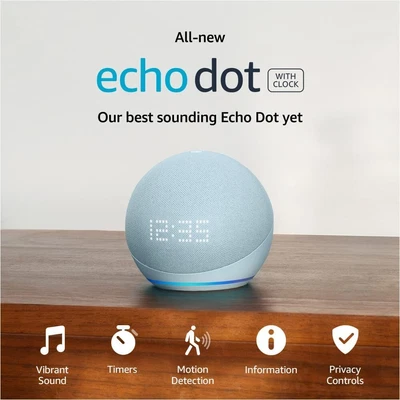 $163.89 • Buy All-New Echo Dot (5th Gen, 2022 Release) With Clock | Smart Speaker With Clock
