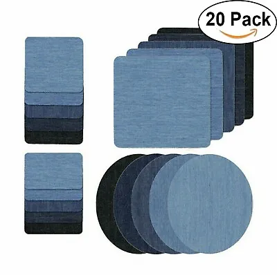 5 Colors DIY Iron On Denim Fabric Patches For Clothing Jeans Repair Kit（20pcs ） • $5.40