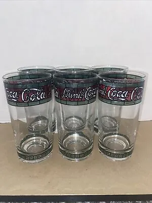 Coca Cola Glass Set 6 X Glasses  Coca Cola Tiffany Style • $20