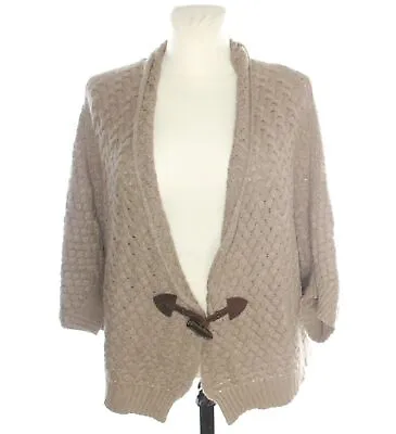 $54.76 • Buy MASSIMO DUTTI Women's Brown Taupe Loose Boho Cardigan Drape Wool Blend 34 L