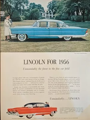 1955 Vintage Lincoln Ford Premiere 4 Door Sedan Blue Large Estate Backdrop  • $8.99