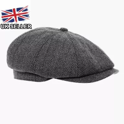 £10.99 • Buy Peaky Blinders Hat Newsboy Flat Cap Herringbone Tweed Wool Baker Boy Gatsby