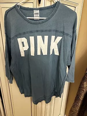 Pink By Victorias Secret Shirt Jersey Aqua Blue Women’s Size Medium • $4.99