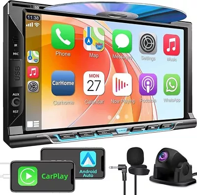 7  Radio Double Din Car Stereo With CD/DVD Player Apple CarPlay & Android Auto • $112.32