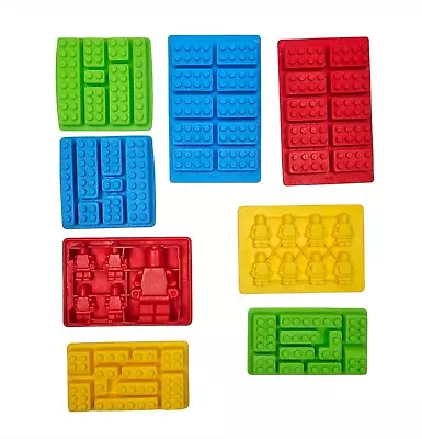 Lot Of 8 Lego Brick Mini Fig Silicone Molds Candy Modern Gummy Ice Cube Tray • $49.99