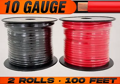 10 Gauge Primary Wire Remote Cable Red & Black CCA - 2 Rolls - 100 Feet Each • $27.95