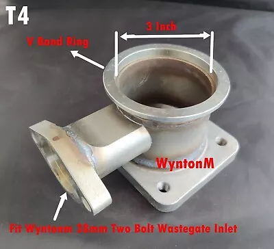 $59.95 • Buy T4 To 3 Inch V Band Rotation Flange Adapter Kit W/38mm Two Bolt Wastegate Vert