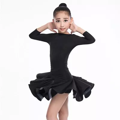 Girls Ballroom Dance Dress Asymmetry Latin Rumba Tango Performance Dancewear • $62.48