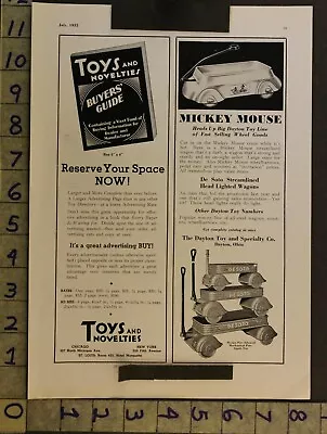 1935 Toy Ad Disney Mickey Mouse Streamline Wagon Desoto Dayton Scooter Pedalth97 • £47.63