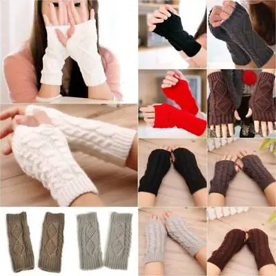 $8.07 • Buy Women Winter Warmer Fingerless Gloves Mittens Cable Knit Crochet Wrist Hand US