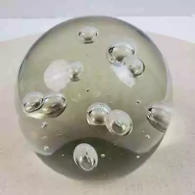 Vintage Murano Style Glass Paperweight Clear W/ Big & Small Bubbles 3  • $24