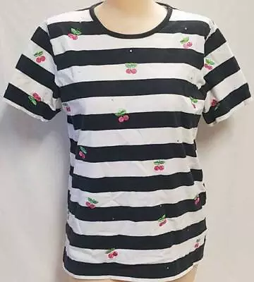 The Quacker Factory Cherries & Rhinestones T-Shirt * Sz Med • $9