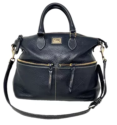 Dooney Bourke Dillen Double Pocket Black Pebble Leather Handbag Crossbody Purse • $65