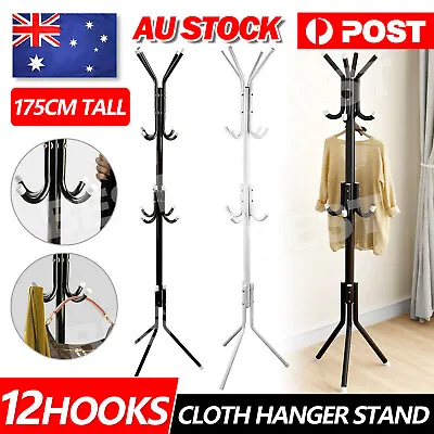 $16.95 • Buy 12 Hooks Coat Clothes Cloth Rack Hat Umbrella Stand Tree Hanger Hook Carbon Stee
