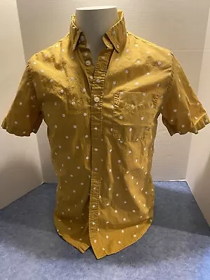 Mens Old Navy Short Sleeve Small Polka Dot Yellow Shirt • $11.69