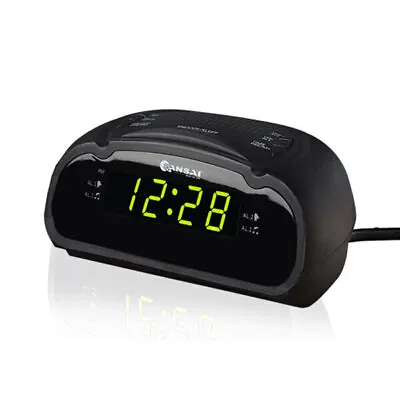 $19.95 • Buy Sansai AM/FM LED Dual Alarm Clock Radio Snooze Function W/ Battery Back Up Black