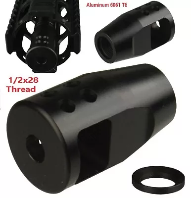 Aluminum Low Concussion Muzzle Compensator Compact Brake 1/2x28 TPI .223 • $21.99