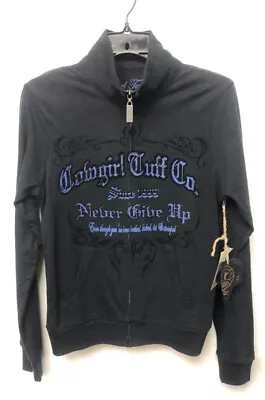 Cowgirl Tuff Womens Western Black Slub Cadet Zip Front Medium Nwt! • $48