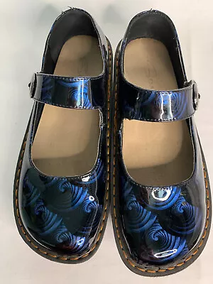 Savvy Mary Jane Womens Nursing Shoe Blue Swirl Size 9.5 Slip Resistant Shine • $26.88