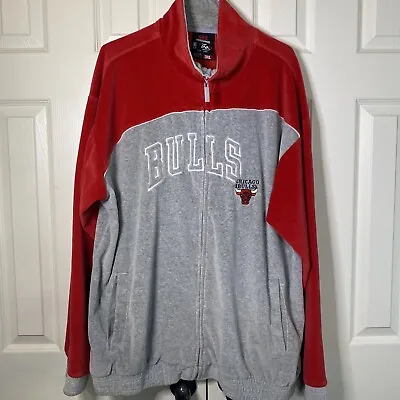 Chicago Bulls Full Zip Warm Up Track Jacket Mens Size 3XL Red Gray Logo NBA App • $59.88