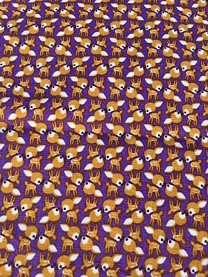 KOKKA Rare Baby Deer Japanese Fabric Trefle Quilting Almost 1 Yd Purple Orange • £37.52