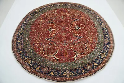 8x8 Red Bidjar Afghan Hand Knotted Traditional Oriental Round Rug • $2199