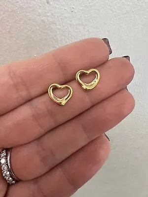 Tiffany & Co Elsa Peretti 18k Open Heart Stud Earrings • $800