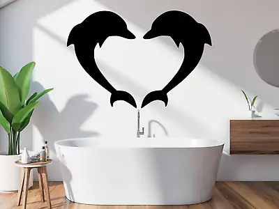 £4.39 • Buy Wall Stickers Dolphins Heart Bathroom Home Décor Decals Art Removable DIY