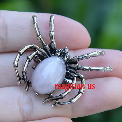 Natural Stone Bead Energy Reiki Chakra Spider Luck Amulet Pendant Brooch • $3.30