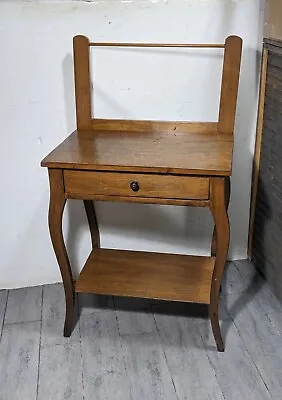 Vintage/Antique Rustic Farmhouse Wood Wash Stand Dry Sink Table With Towel Bar • $270