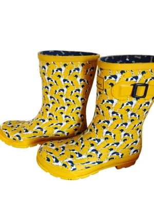 £16 • Buy Boxed UK 7 Joules Yellow Molly Welly 214785 Navy Spotty Dog VGC RRP £54.95
