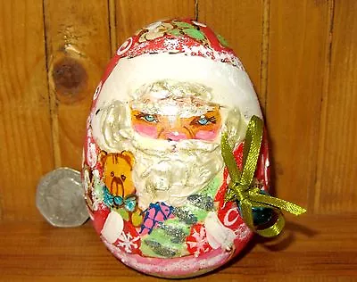 Wobbly Doll Wood Bell Ring Roly Poly Russian Christmas Santa Father Frost EGG • £27.29