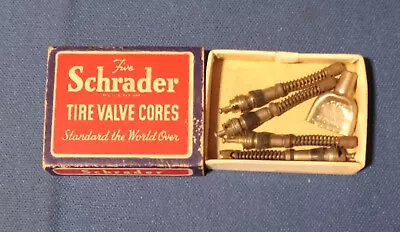 Vintage Box Of 4 Schrader Tire Valve Cores With Key- NOS FREE SHIPPING • $12.50