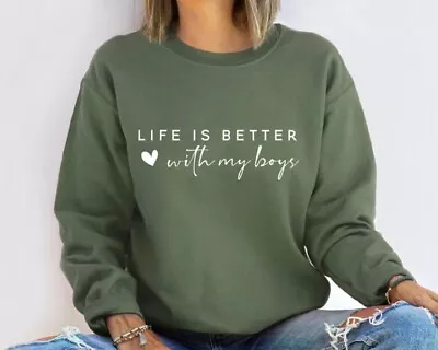 Life Is Better With My Boys Sweatshirt Mom Of Boys Sweatshirt Mom Of Boys Shir • $34.99