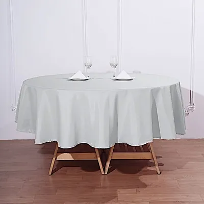 SILVER 90  ROUND POLYESTER TABLECLOTH Wedding Party Reception Dinner Light Gray • $8.70