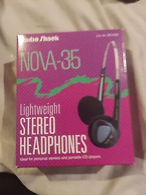 🌟 Vintage RadioShack NOVA-35 LIGHTWEIGHT STEREO HEADPHONES 33-1100 Brand New  • $22