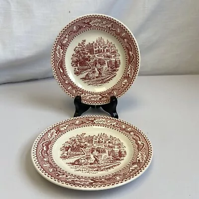 Royal China Memory Land 6 1/2” Small Plate Red Pink Transferware Vintage  • $3.59