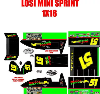 $25 • Buy Losi Mini Sprint, Slider 1/18  Wrap Kit Decal Sticker COLE TRICKLE MELLO YELLOW