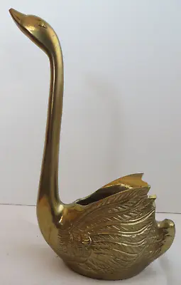 Vintage Brass Swan Planter Paperweight Desktop Decor Succulant Tall 8.25  • $9.99