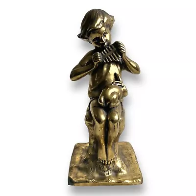 Jennings Bros JB 1686 Galvano Bookend Boy Pan Flute Pied Piper Brass  Figure • £36.33