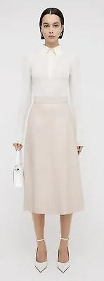 $549 • Buy Scanlan & Theodore Cream Leather Long Skirt Size 10 *See Description